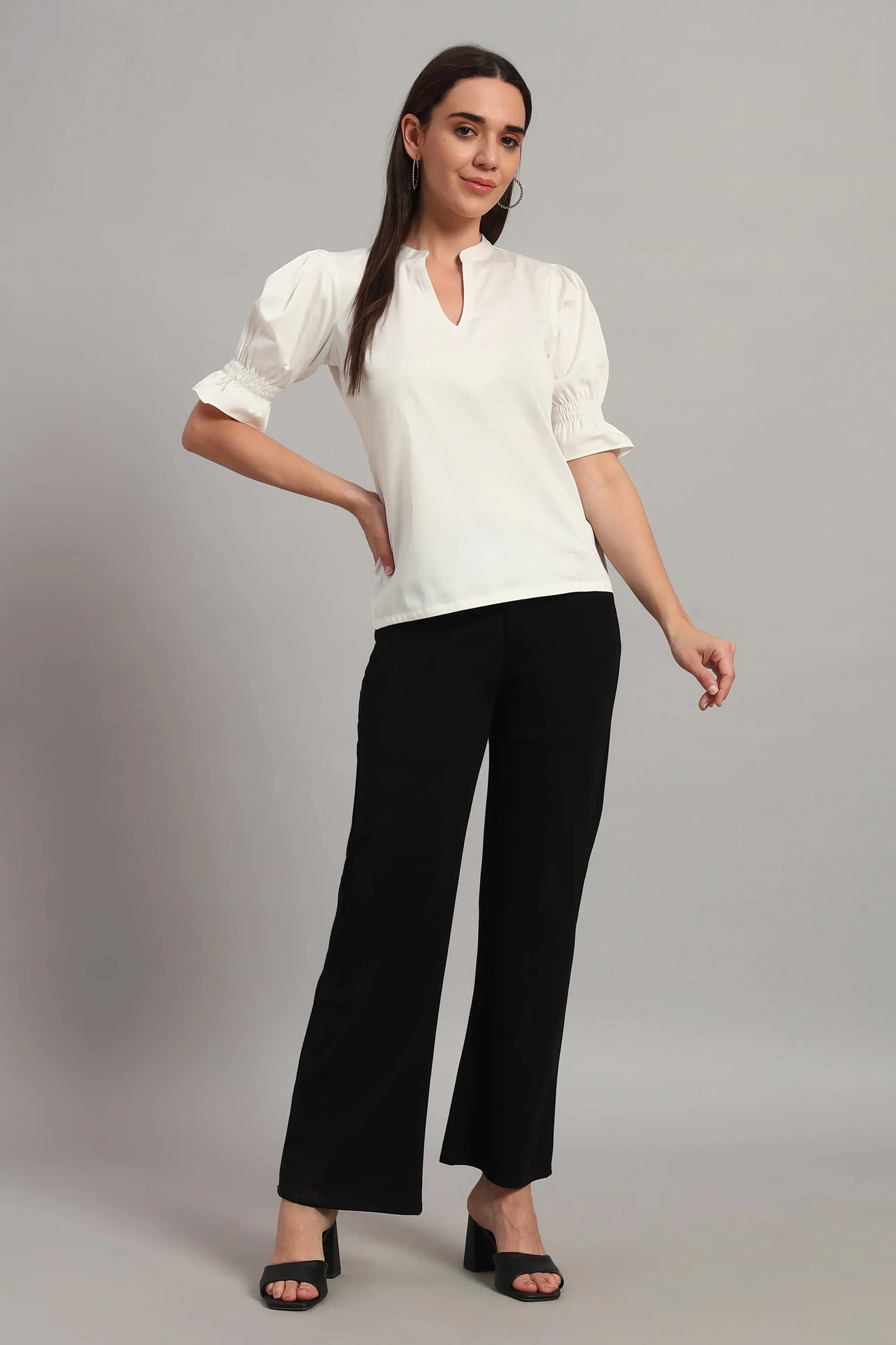 The Split Collar Classic Top, White