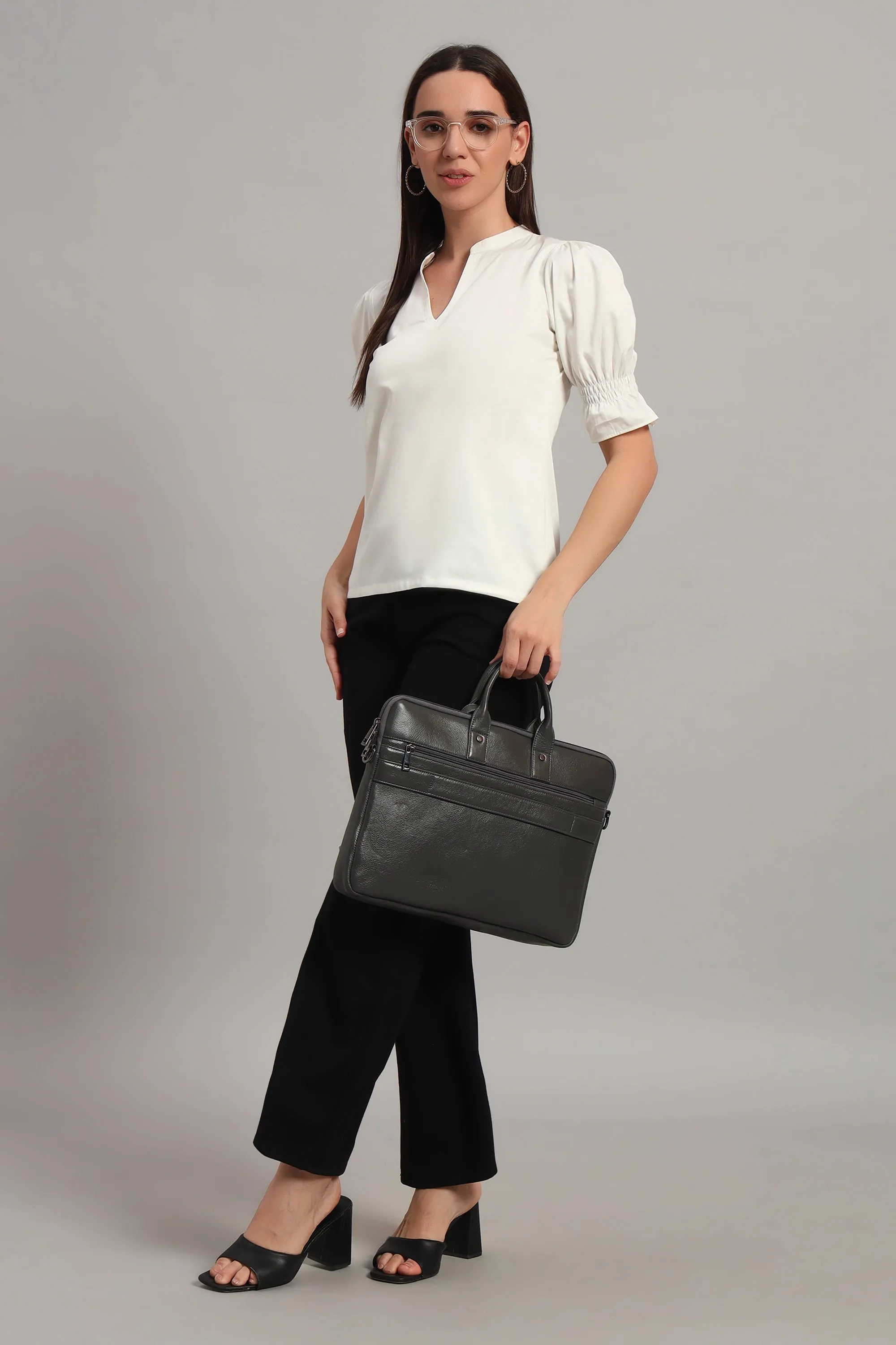 The Split Collar Classic Top, White