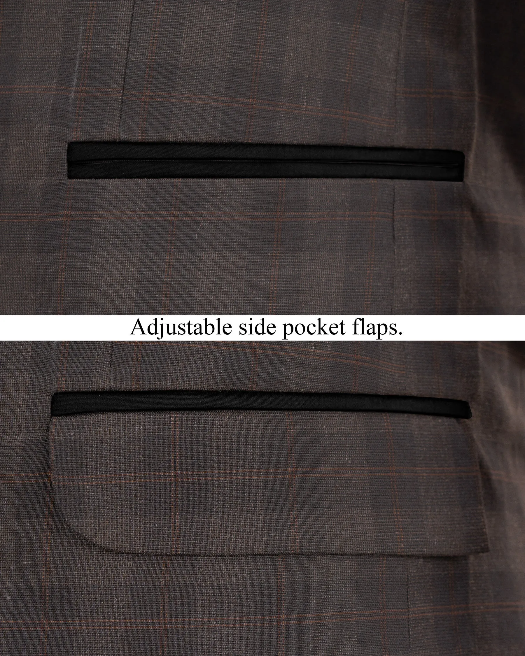 Thunder and Spice Brown Plaid Wool Rich Tuxedo Blazer