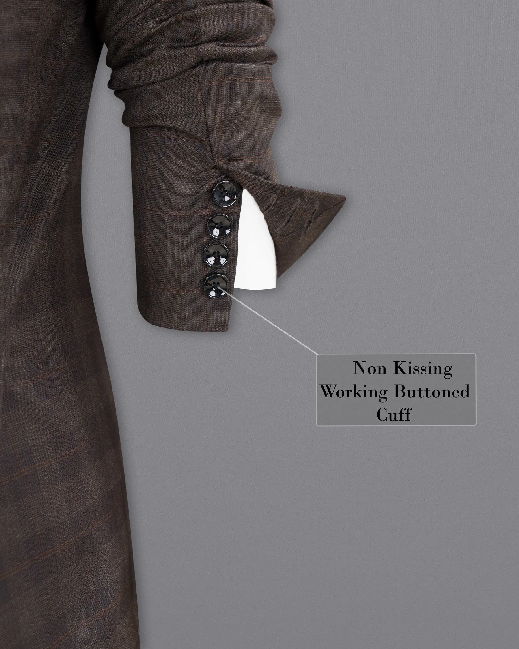 Thunder and Spice Brown Plaid Wool Rich Tuxedo Blazer