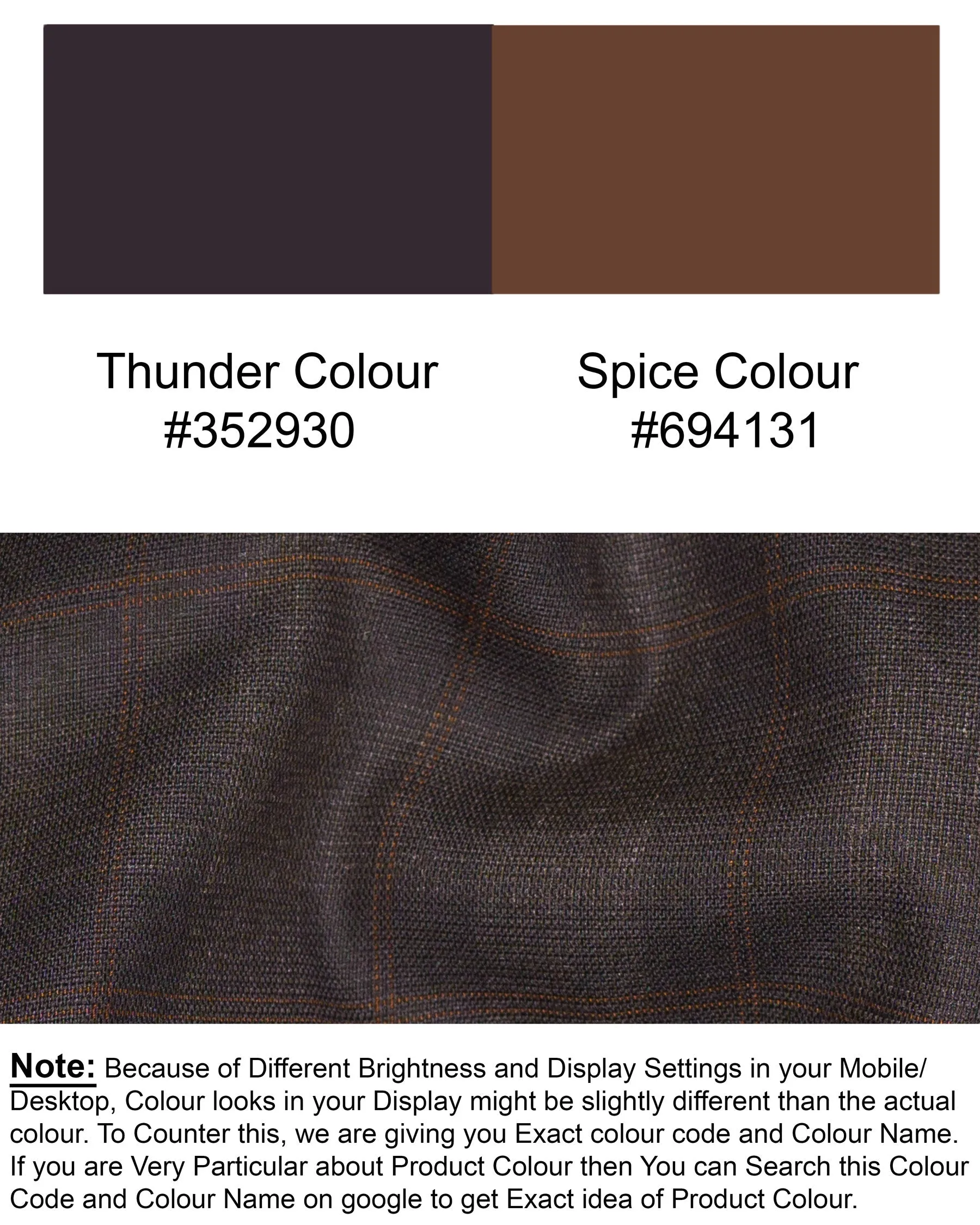 Thunder and Spice Brown Plaid Wool Rich Tuxedo Blazer