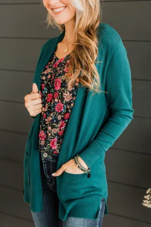 Time To Be Alive Drape Cardigan- Dark Jade