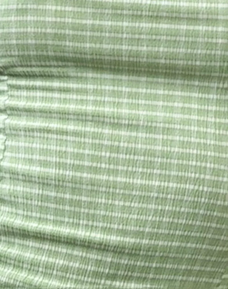 Totori Top in Crinkle Check Sage