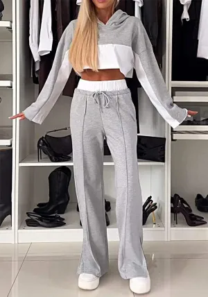 Trendy Color Block Long Sleeve Hoodie and Contrast Pants Two-Piece Set for Effortless Street Style
