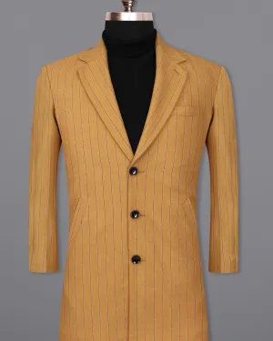 Tussock Mustard Yellow Striped Single Breasted Trench Coat