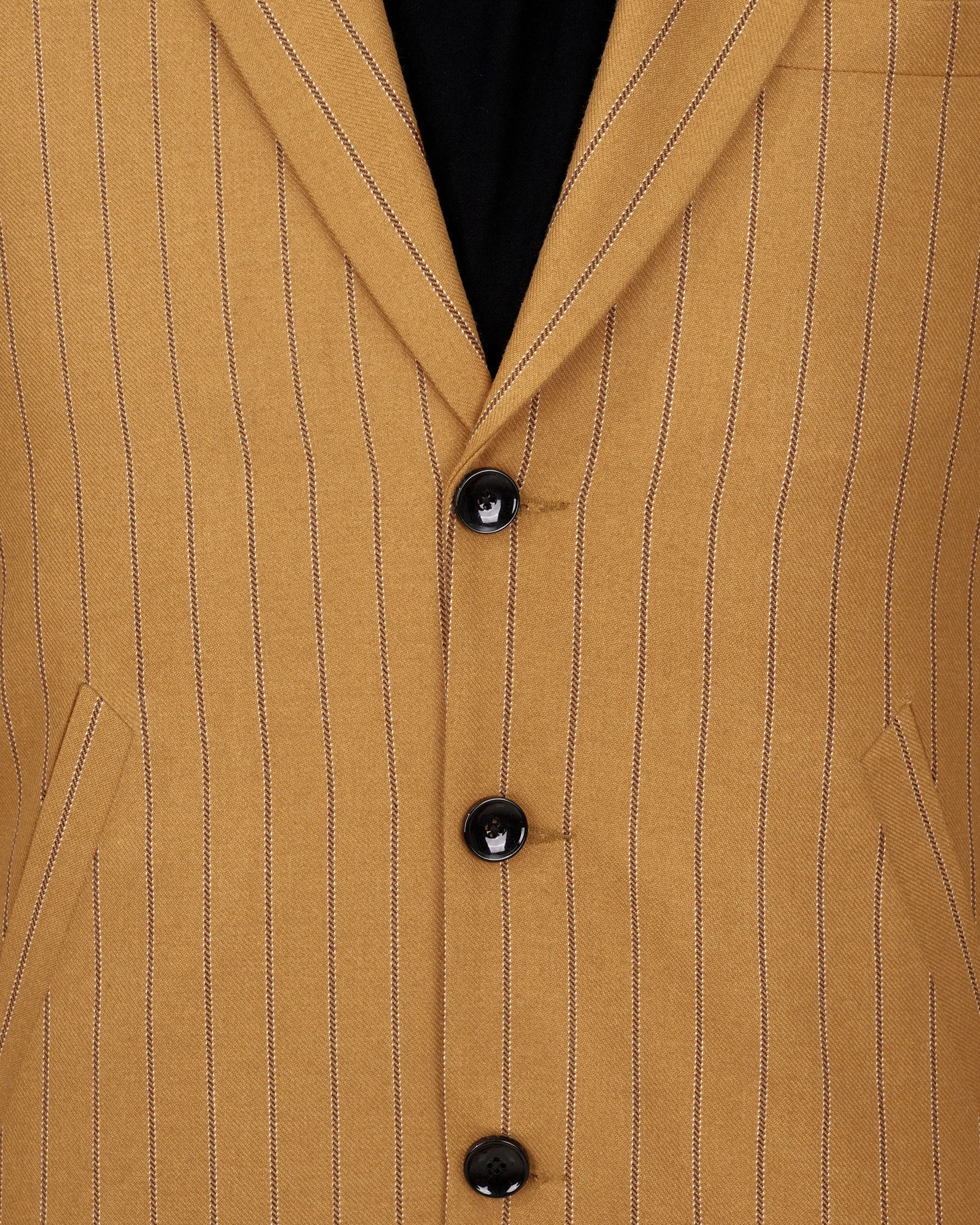 Tussock Mustard Yellow Striped Single Breasted Trench Coat