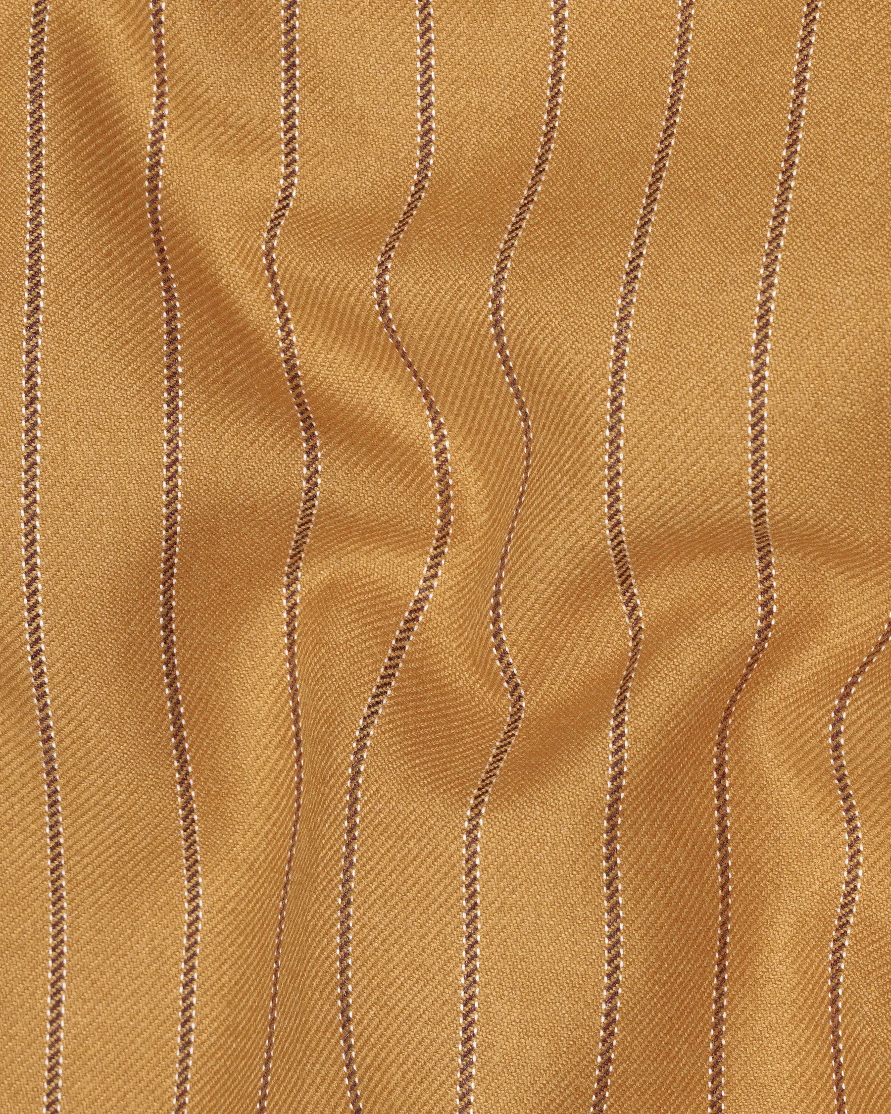 Tussock Mustard Yellow Striped Single Breasted Trench Coat