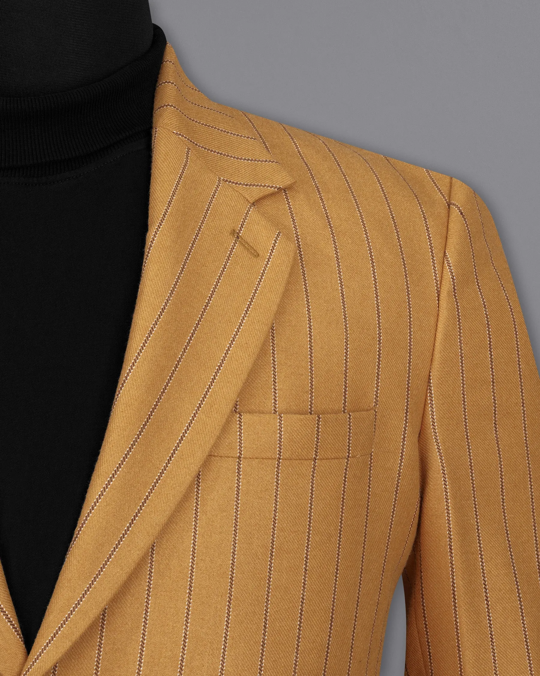 Tussock Mustard Yellow Striped Single Breasted Trench Coat