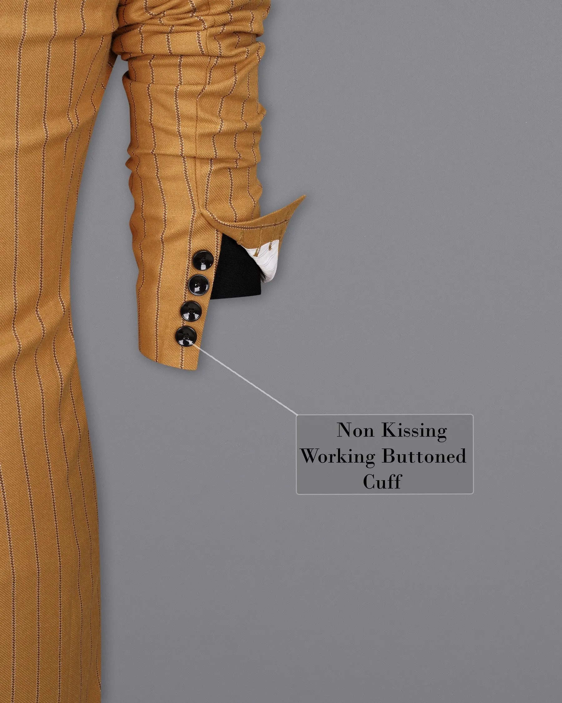 Tussock Mustard Yellow Striped Single Breasted Trench Coat