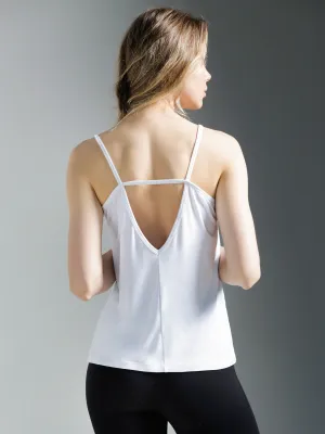 V BACK SINGLET, WHITE