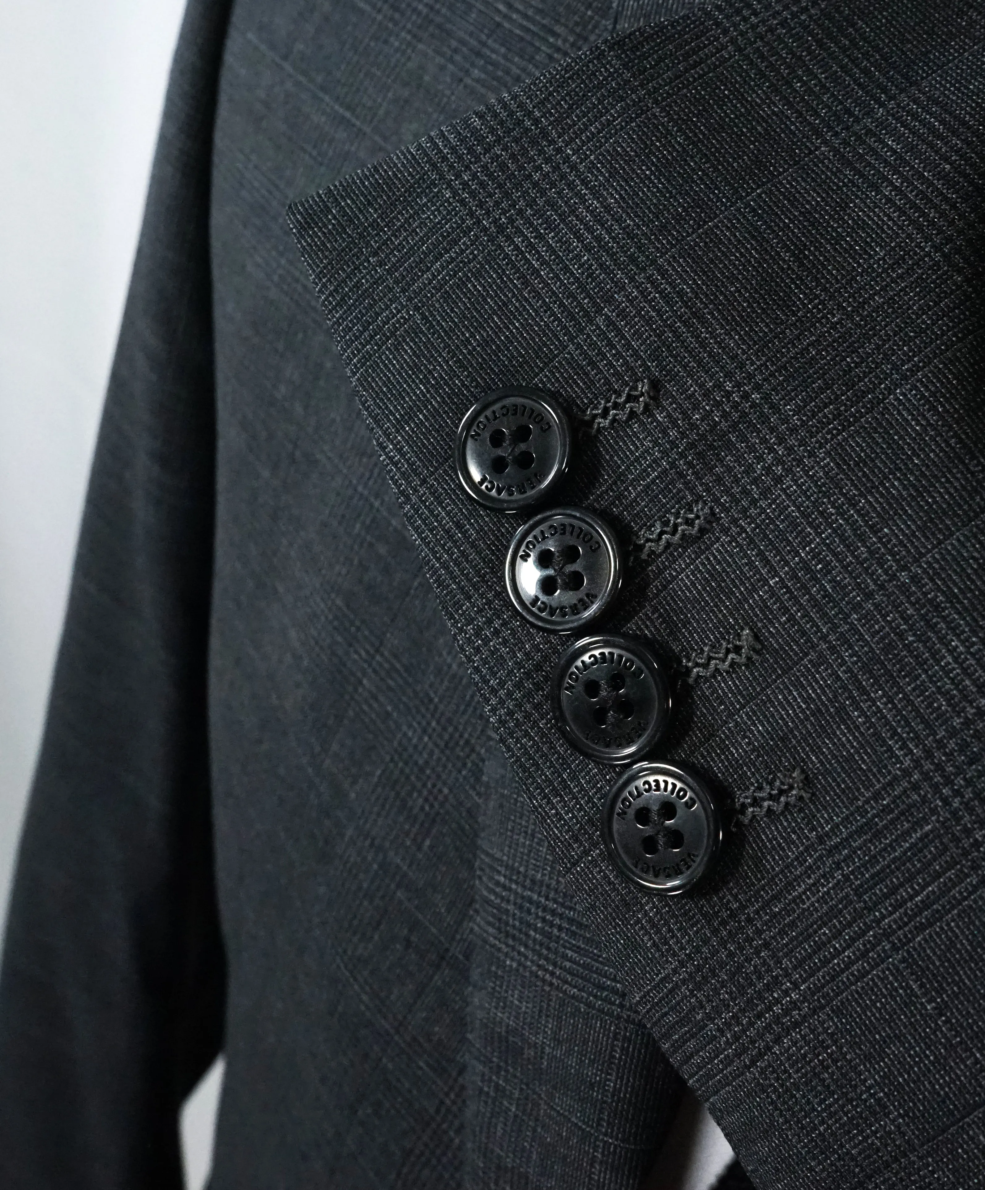 VERSACE COLLECTION - Gray Prince of Wales Check Plaid Suit - 38L