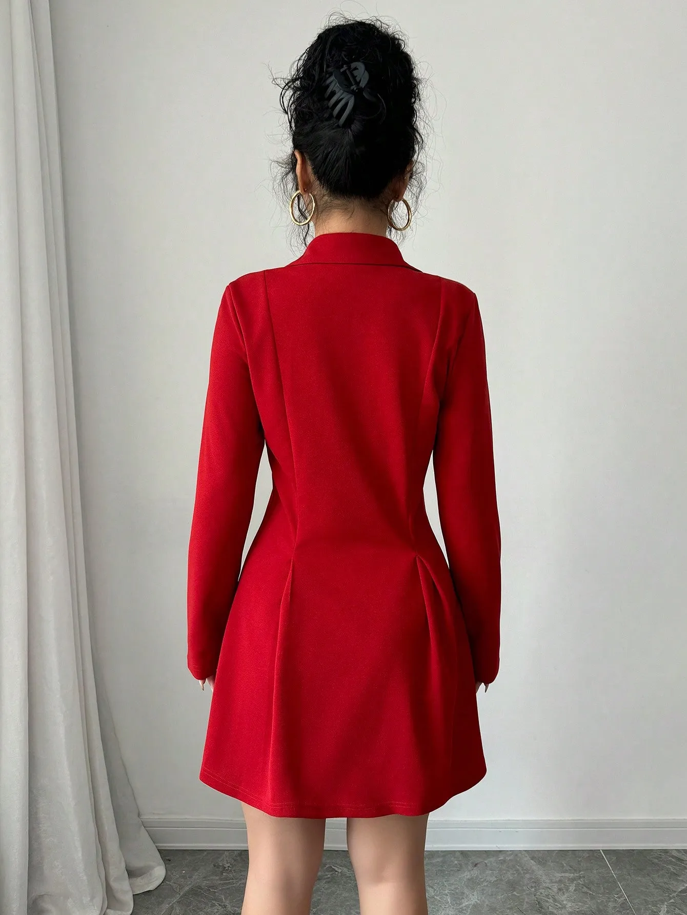 Vestido largo rojo de manga larga para el Día de San Valentín