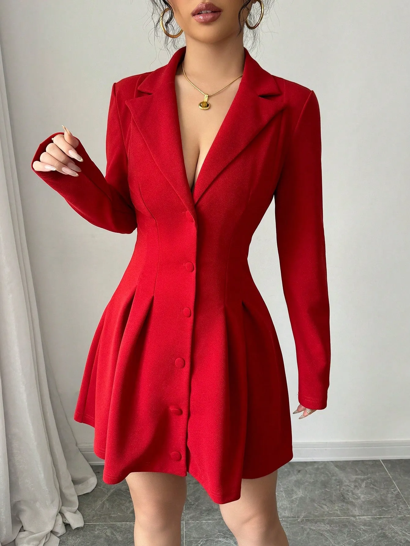Vestido largo rojo de manga larga para el Día de San Valentín