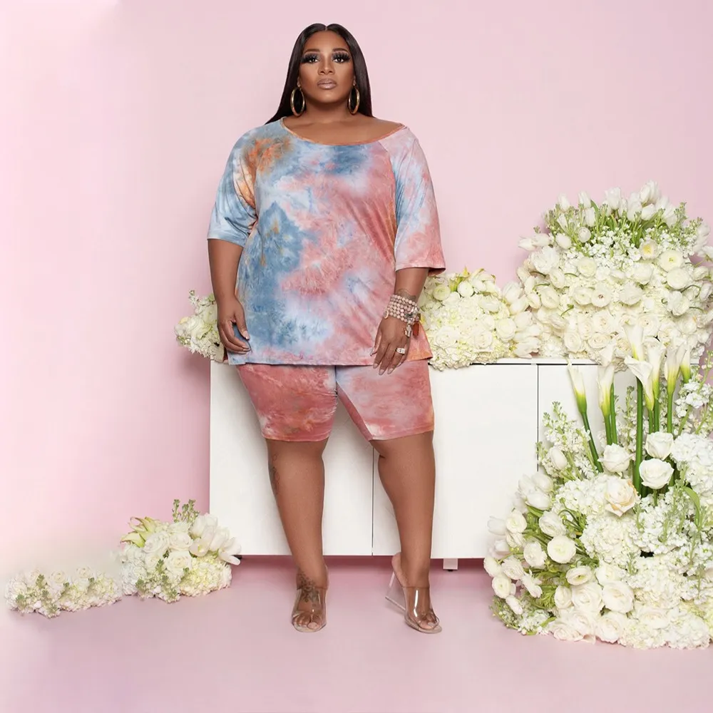 Vibrance Tie-Dye Oversized Top & Biker Shorts Set
