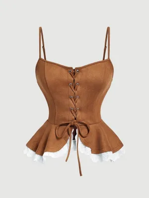 Vintage-Inspired Lace-Up Corset Top