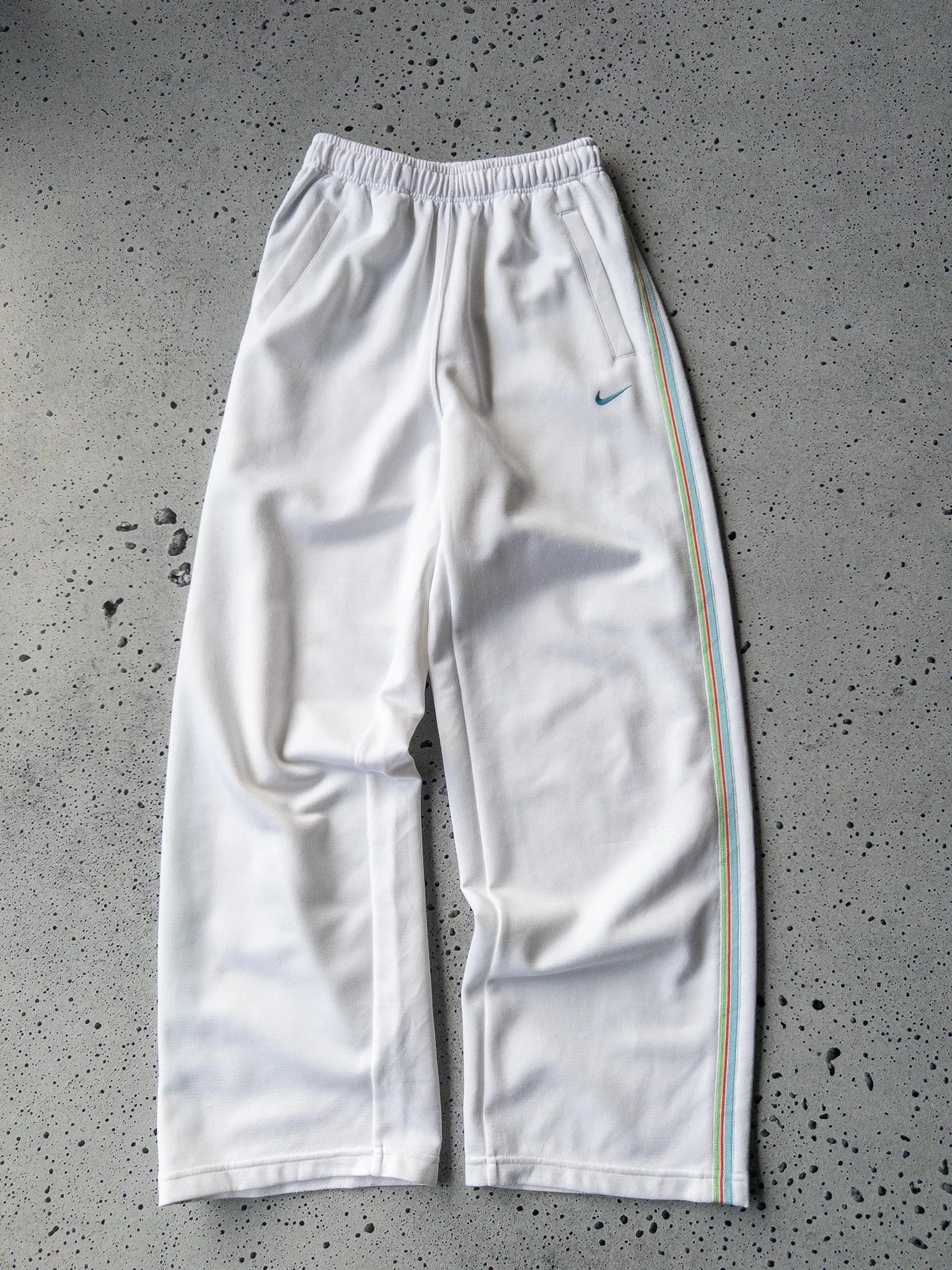 Vintage Nike White/Multi-Colour Stripe Track Pants (S)