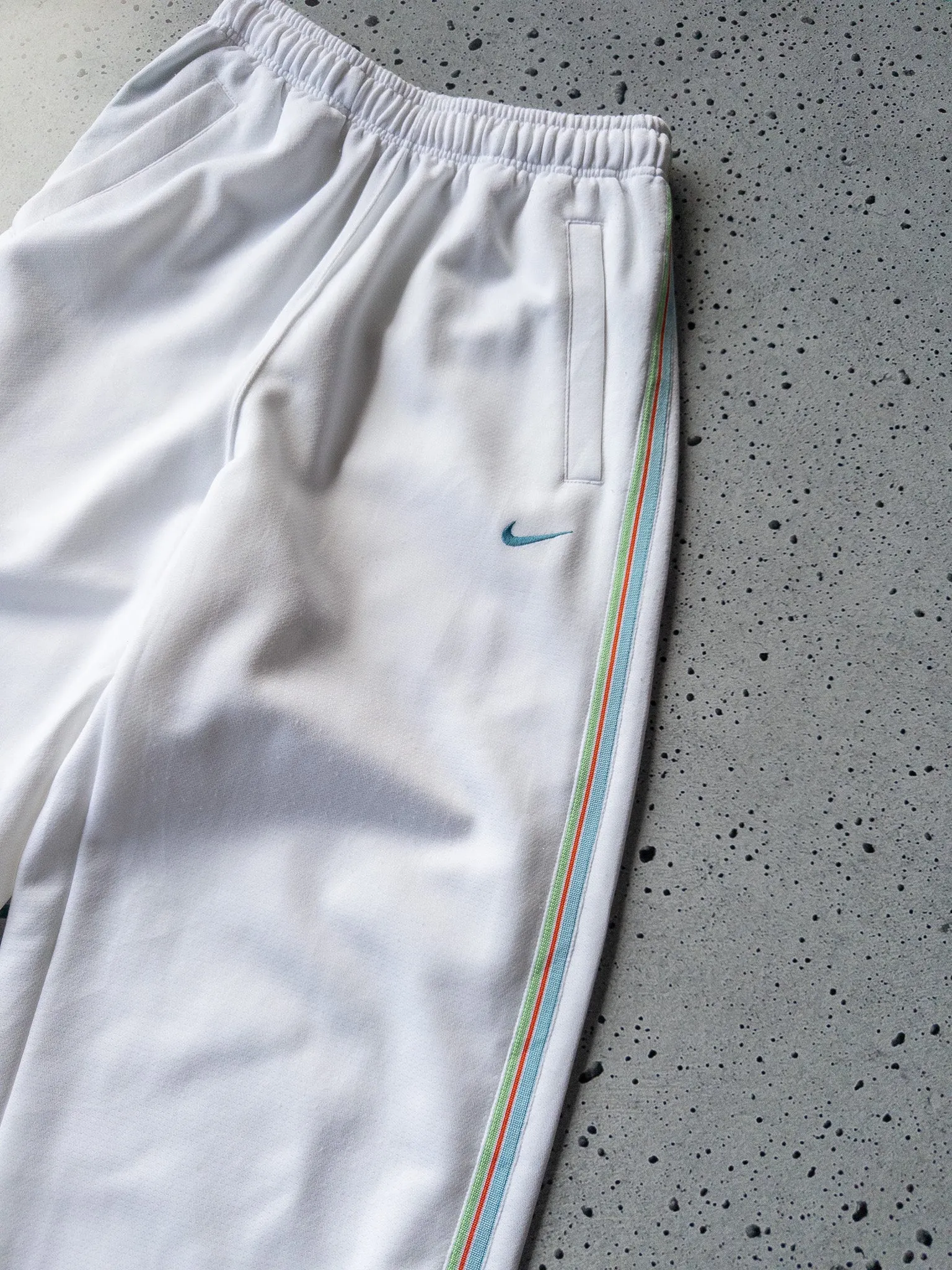 Vintage Nike White/Multi-Colour Stripe Track Pants (S)