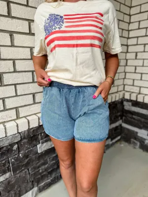 Washed Tencel Denim Shorts