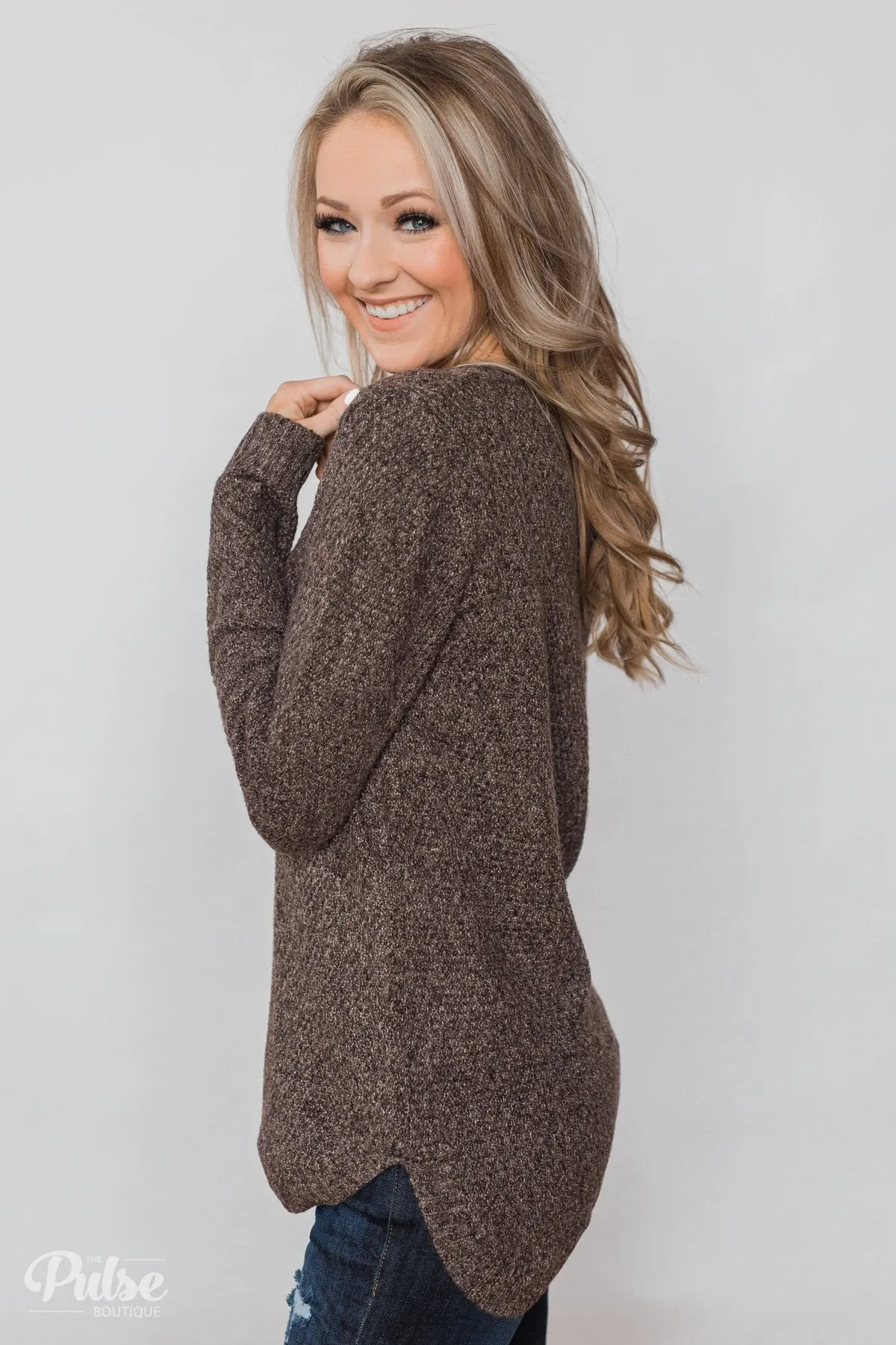 Wherever You Go Knit Sweater- Brown