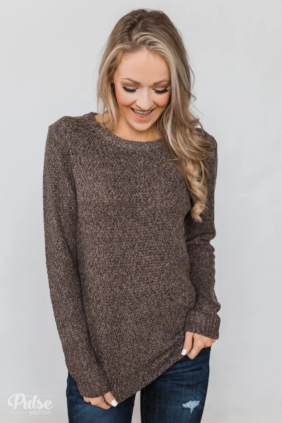Wherever You Go Knit Sweater- Brown