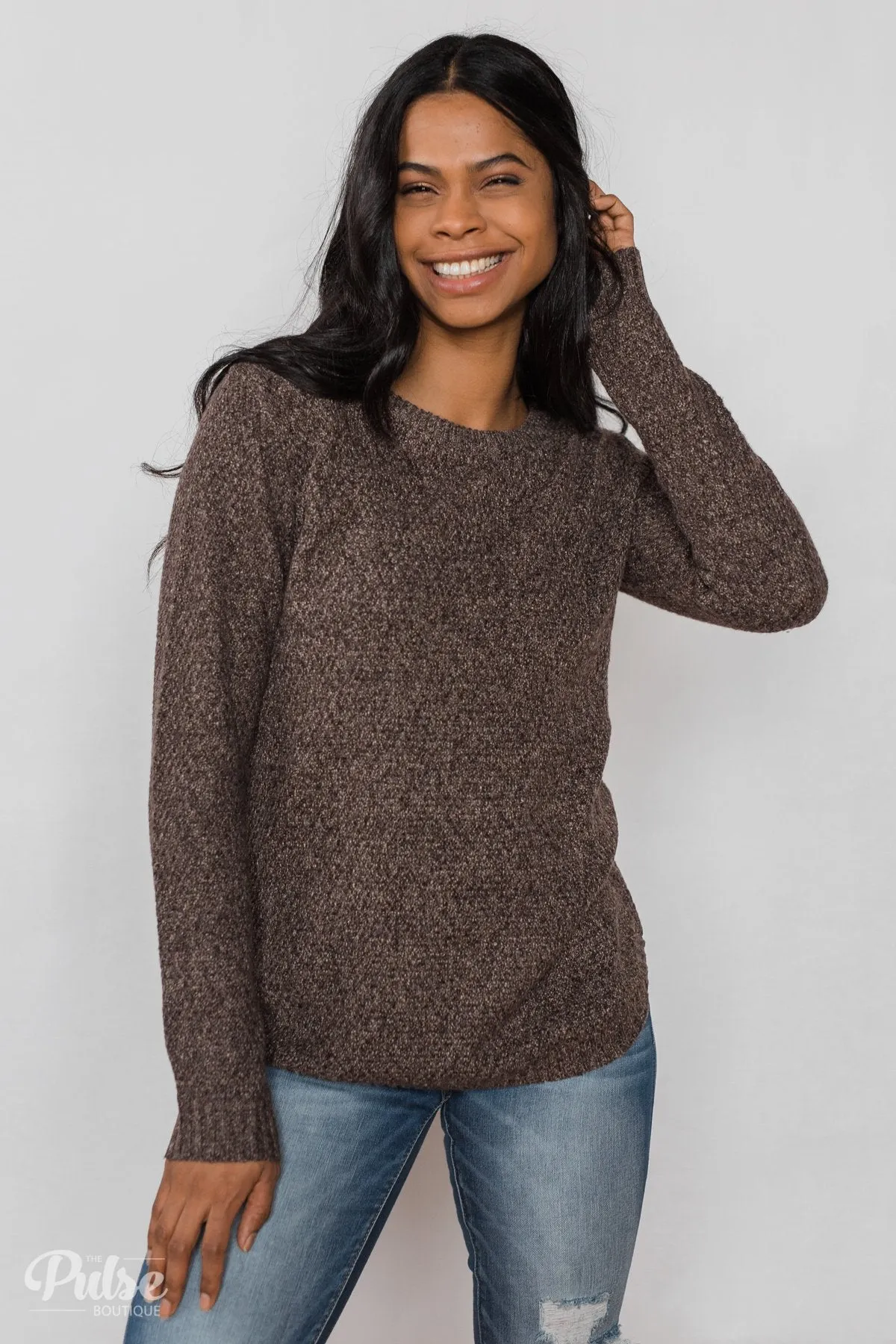 Wherever You Go Knit Sweater- Brown