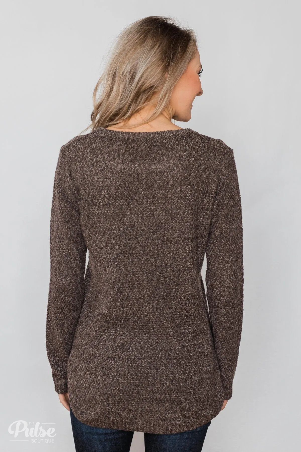 Wherever You Go Knit Sweater- Brown