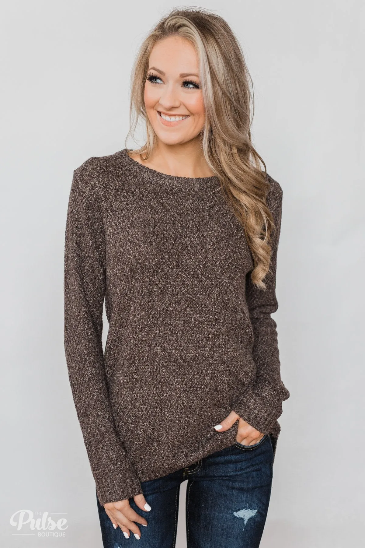 Wherever You Go Knit Sweater- Brown