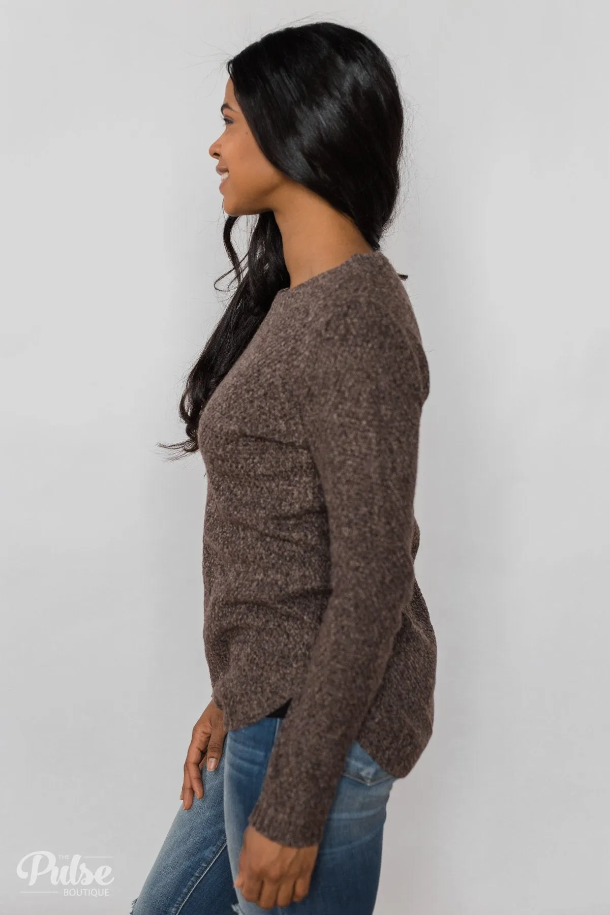 Wherever You Go Knit Sweater- Brown
