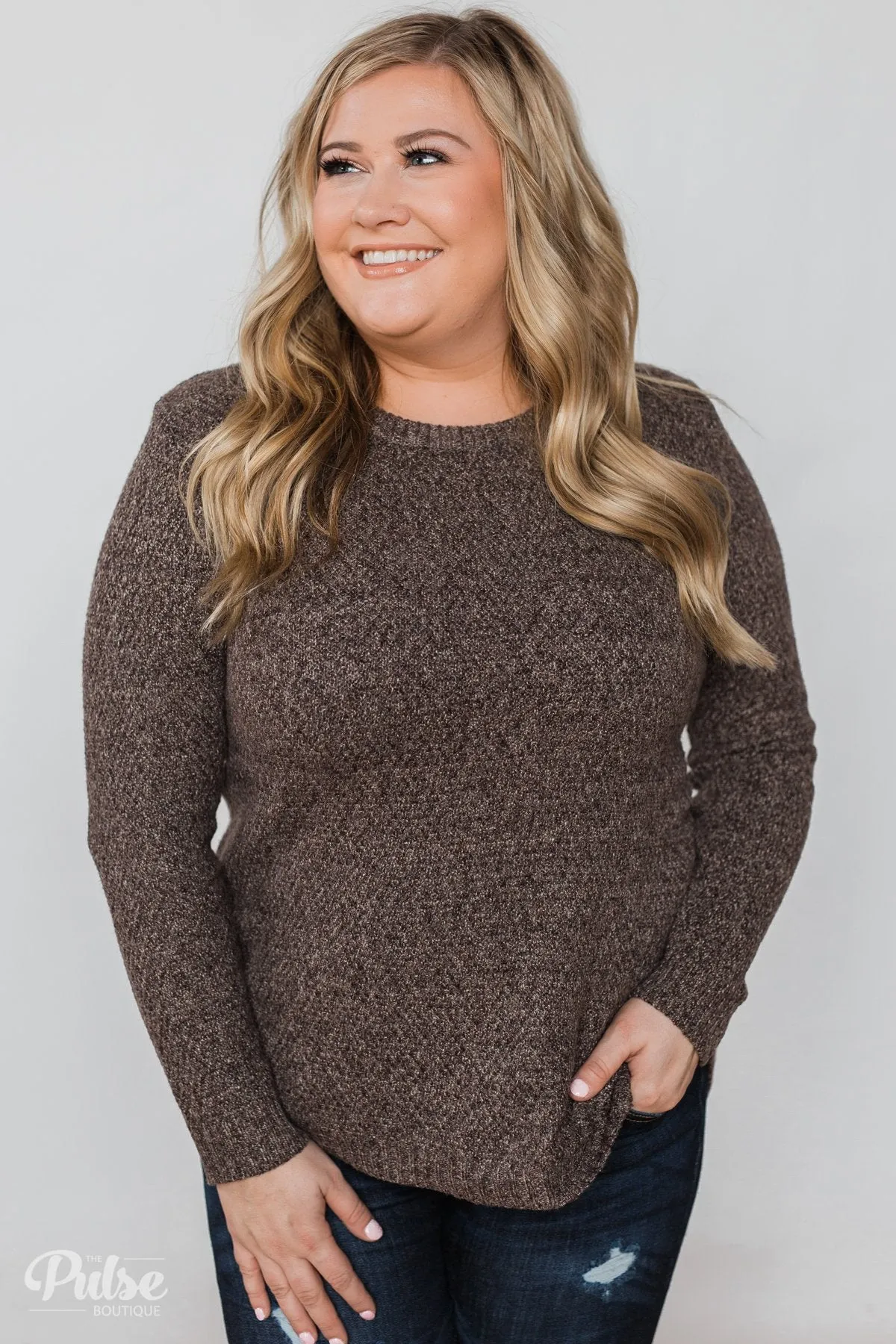 Wherever You Go Knit Sweater- Brown