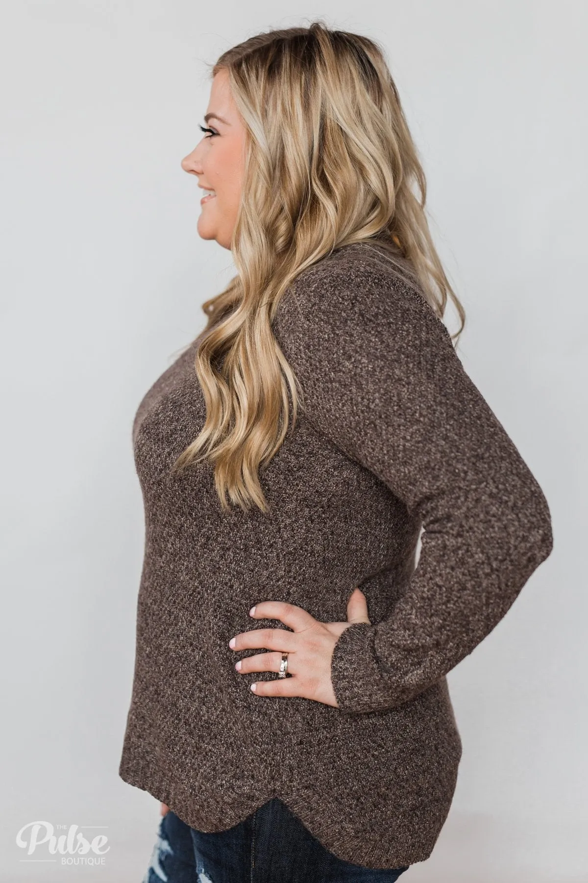 Wherever You Go Knit Sweater- Brown