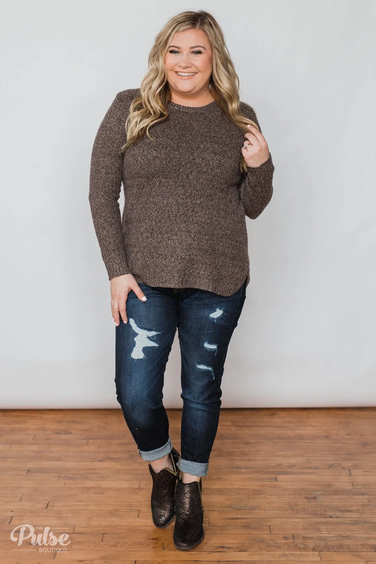 Wherever You Go Knit Sweater- Brown