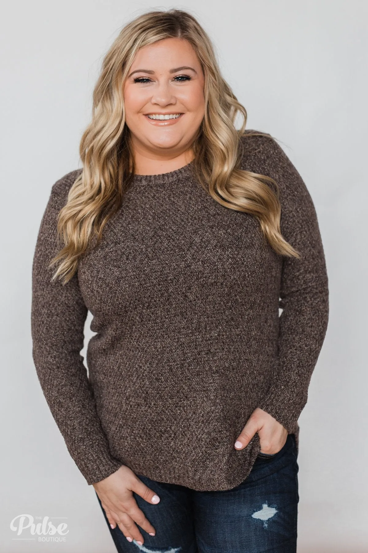 Wherever You Go Knit Sweater- Brown