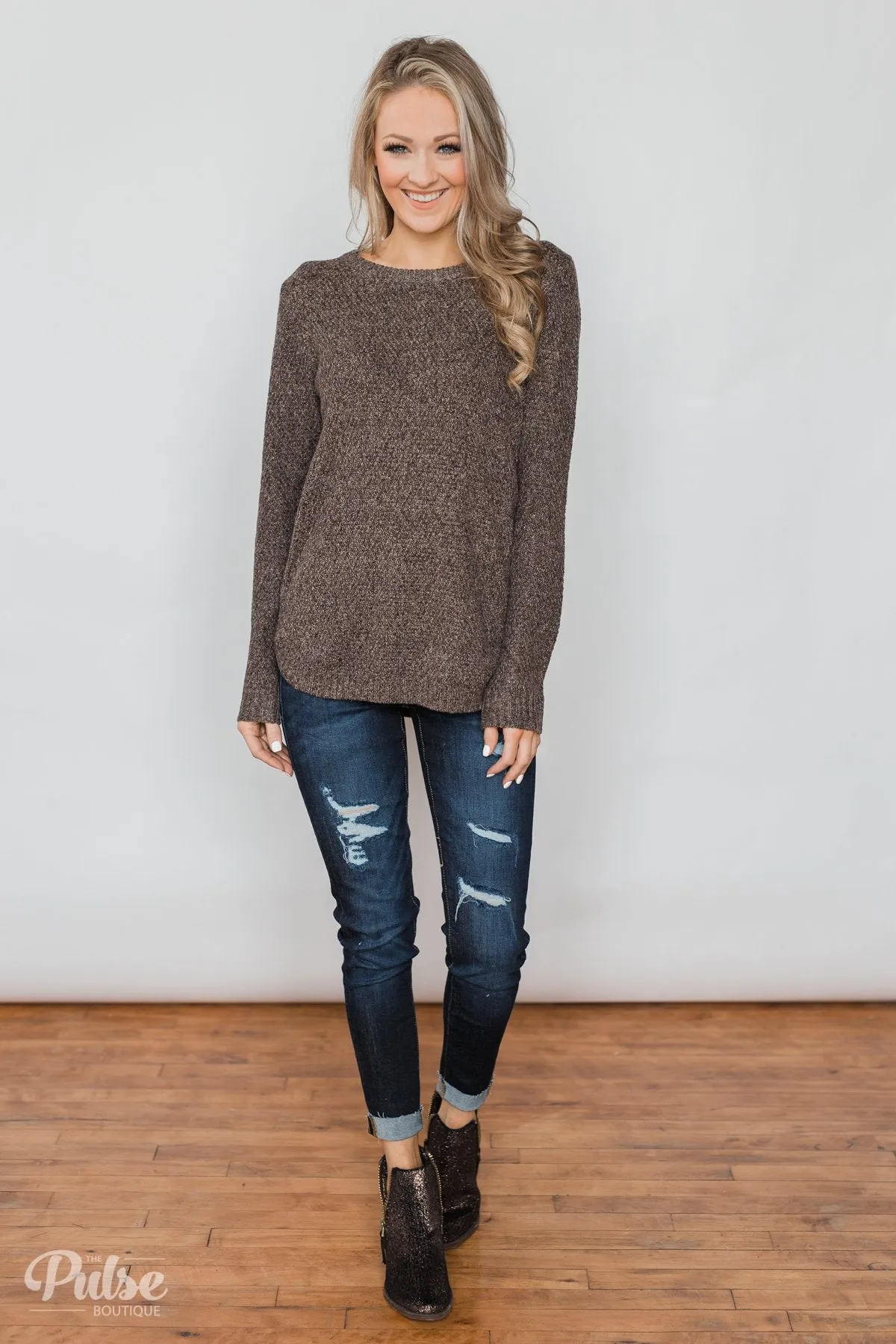 Wherever You Go Knit Sweater- Brown