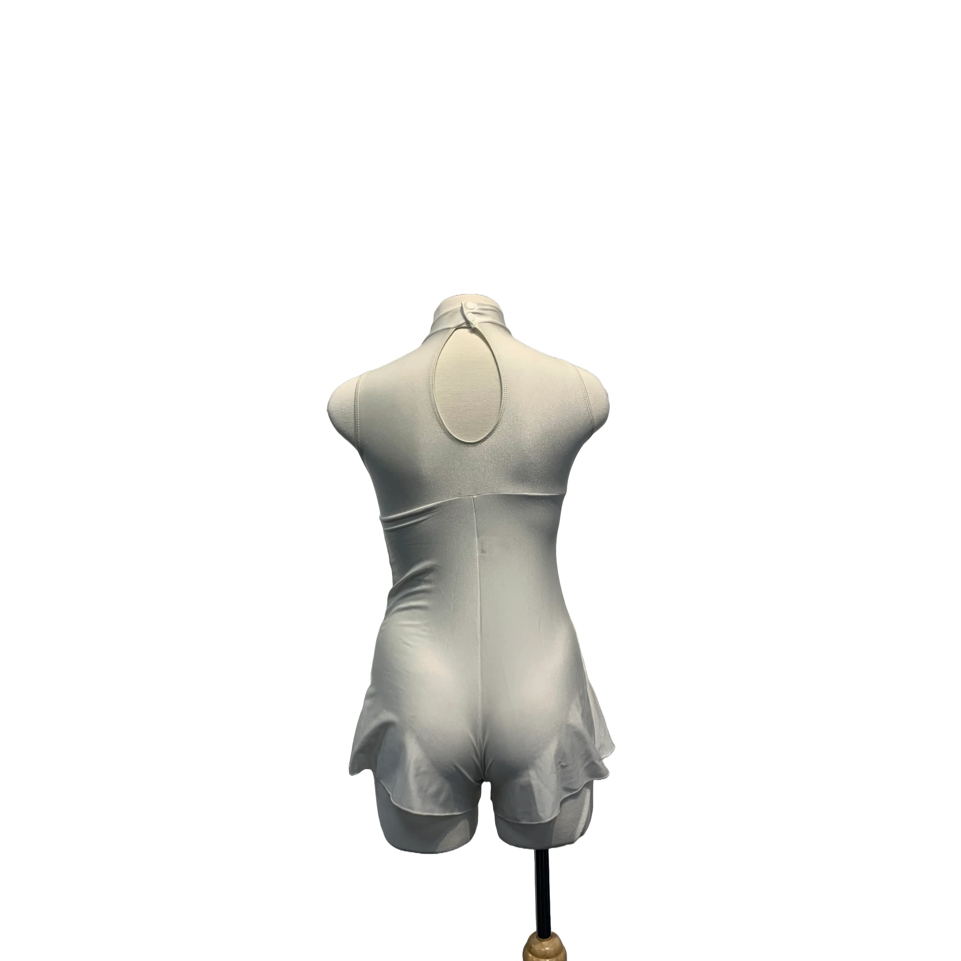 White High Neck Leotard with Shorts