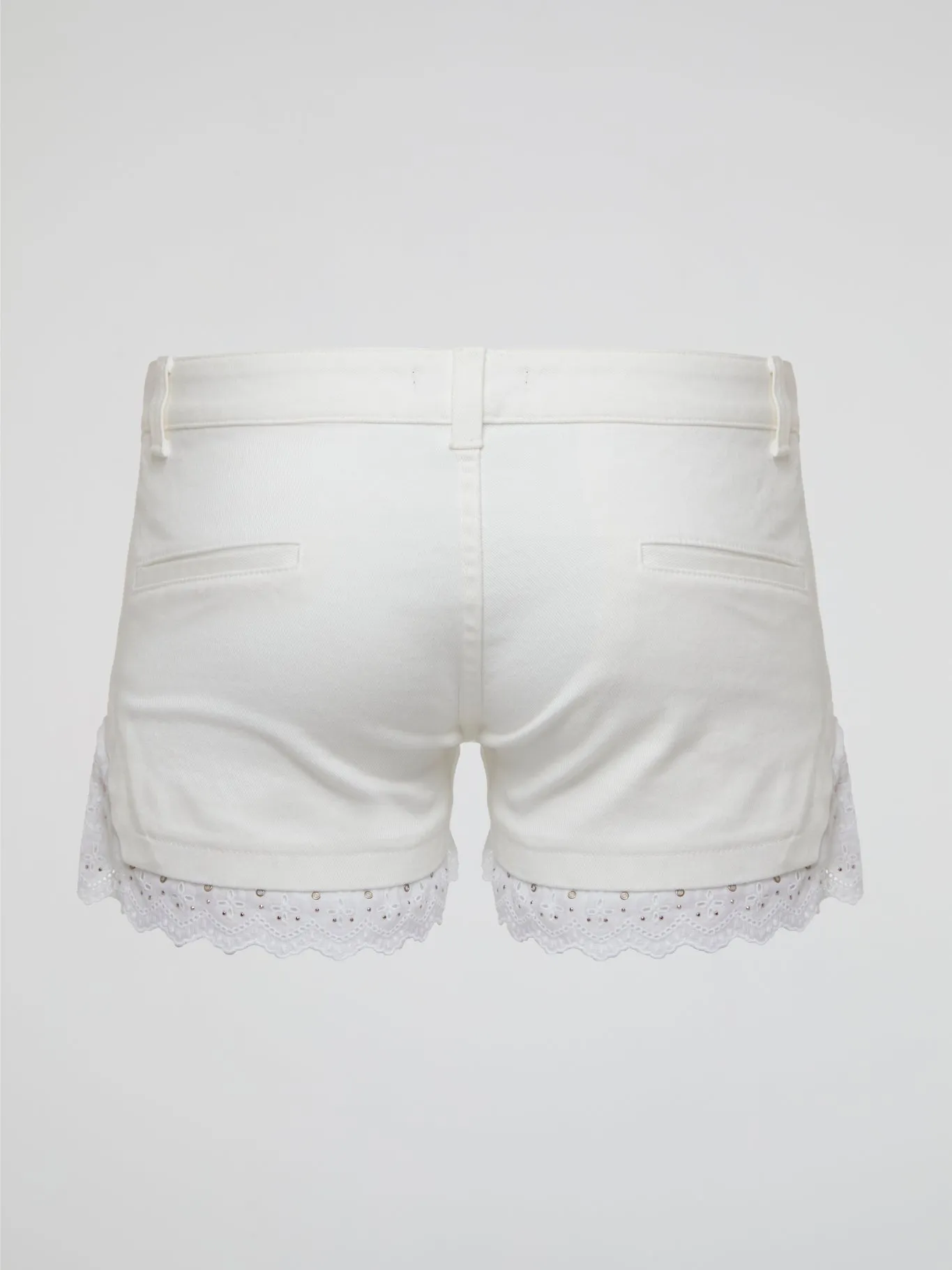 White Lace Trim Shorts