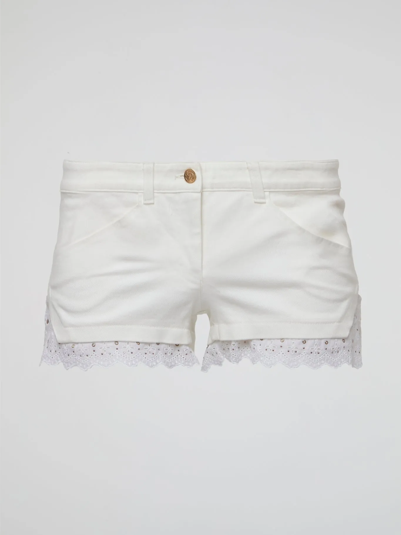 White Lace Trim Shorts