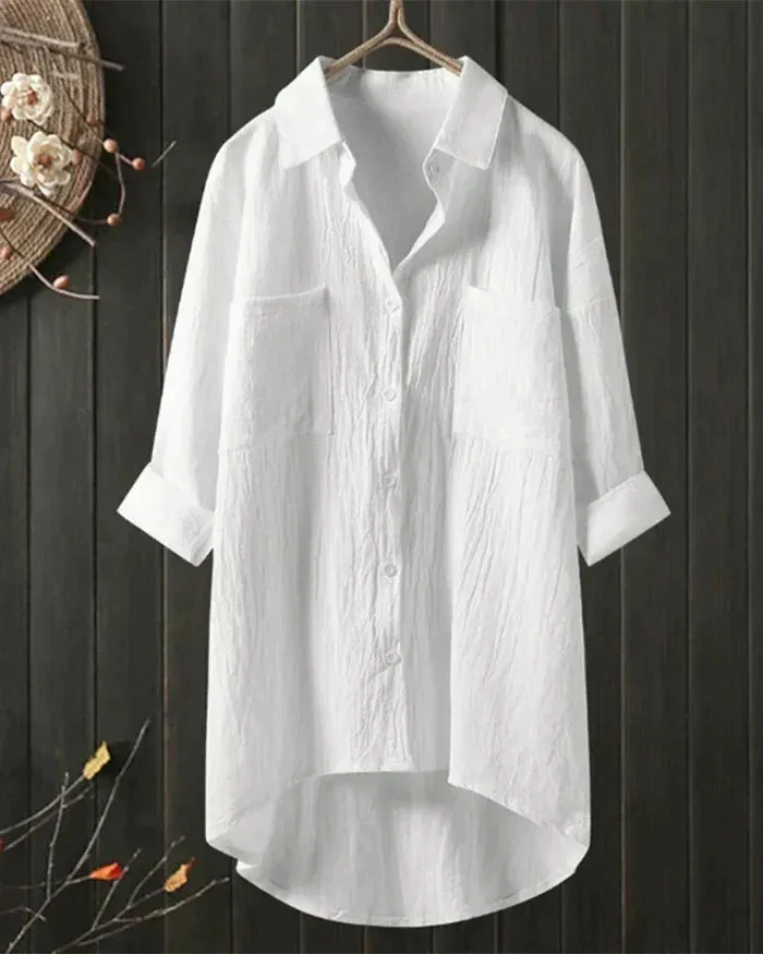 White Linen Olivia Blouse