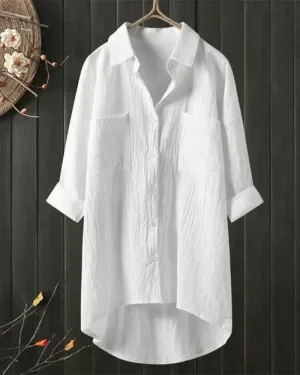 White Linen Olivia Blouse