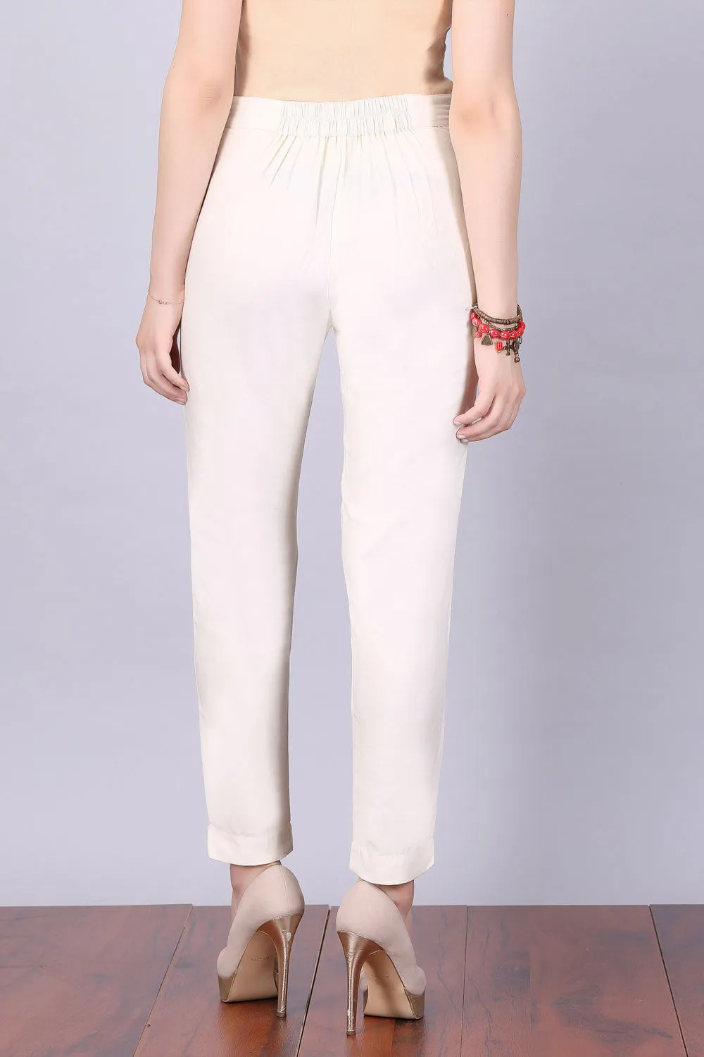 White Slim Fit Trousers