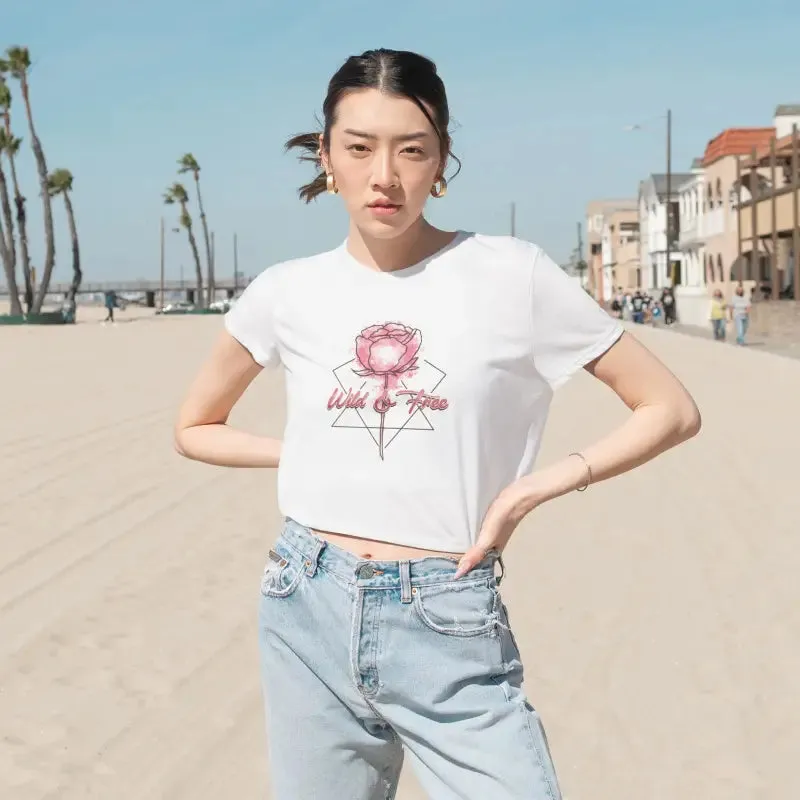 Wild and Free Flowy Cropped Tee with Chic Elegance