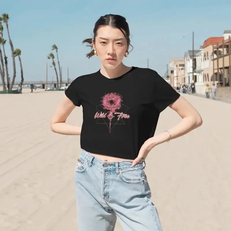 Wild and Free Flowy Cropped Tee with Chic Elegance