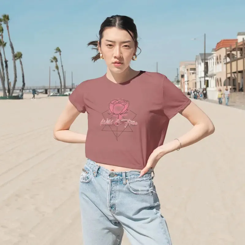 Wild and Free Flowy Cropped Tee with Chic Elegance