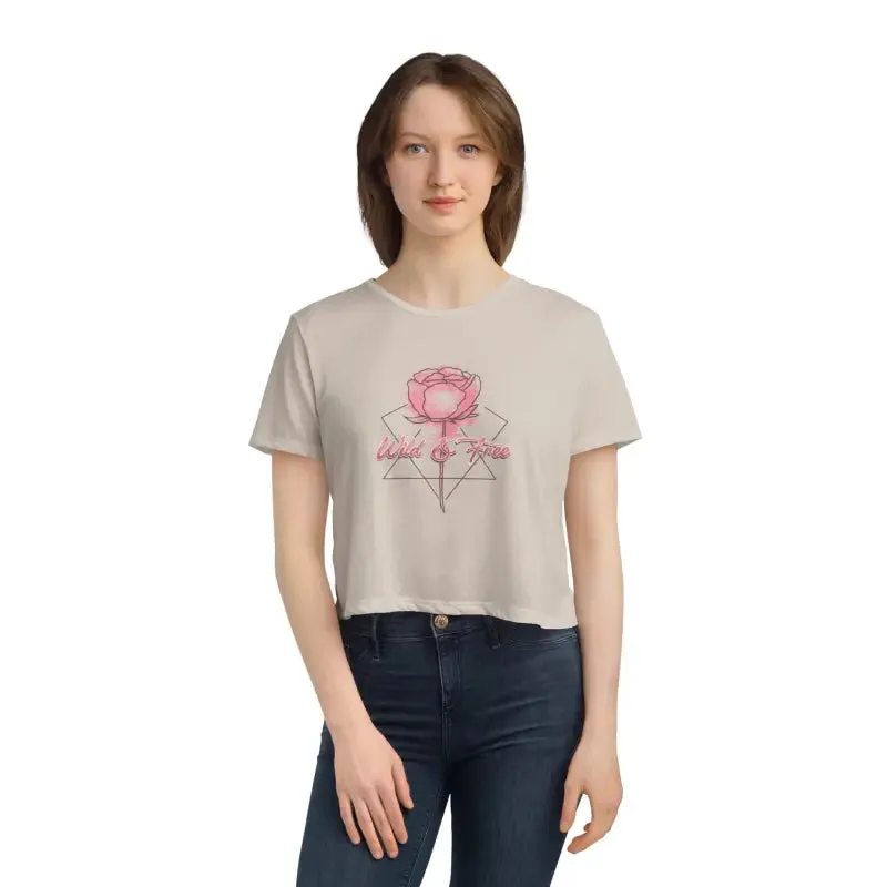 Wild and Free Flowy Cropped Tee with Chic Elegance