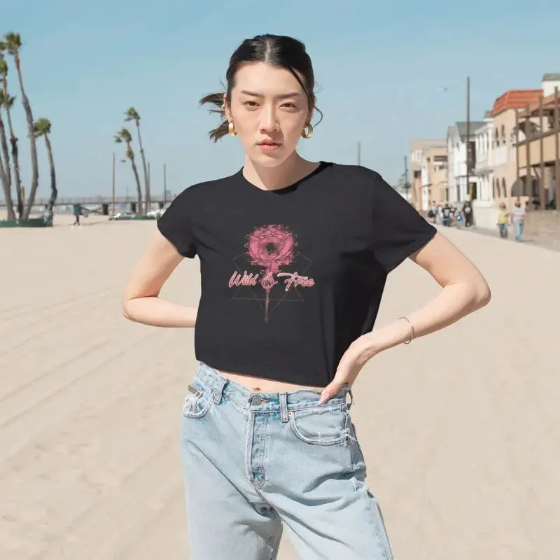 Wild and Free Flowy Cropped Tee with Chic Elegance