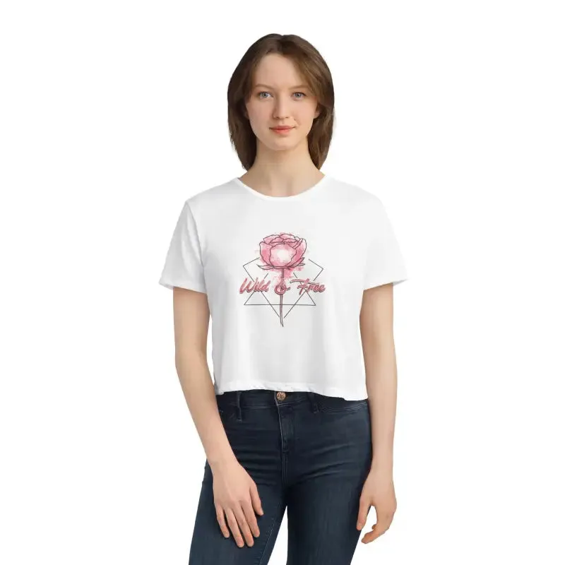 Wild and Free Flowy Cropped Tee with Chic Elegance
