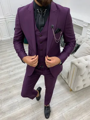 Wilson Purple Slim Fit Peak Lapel Suit: Elevate Your Wardrobe