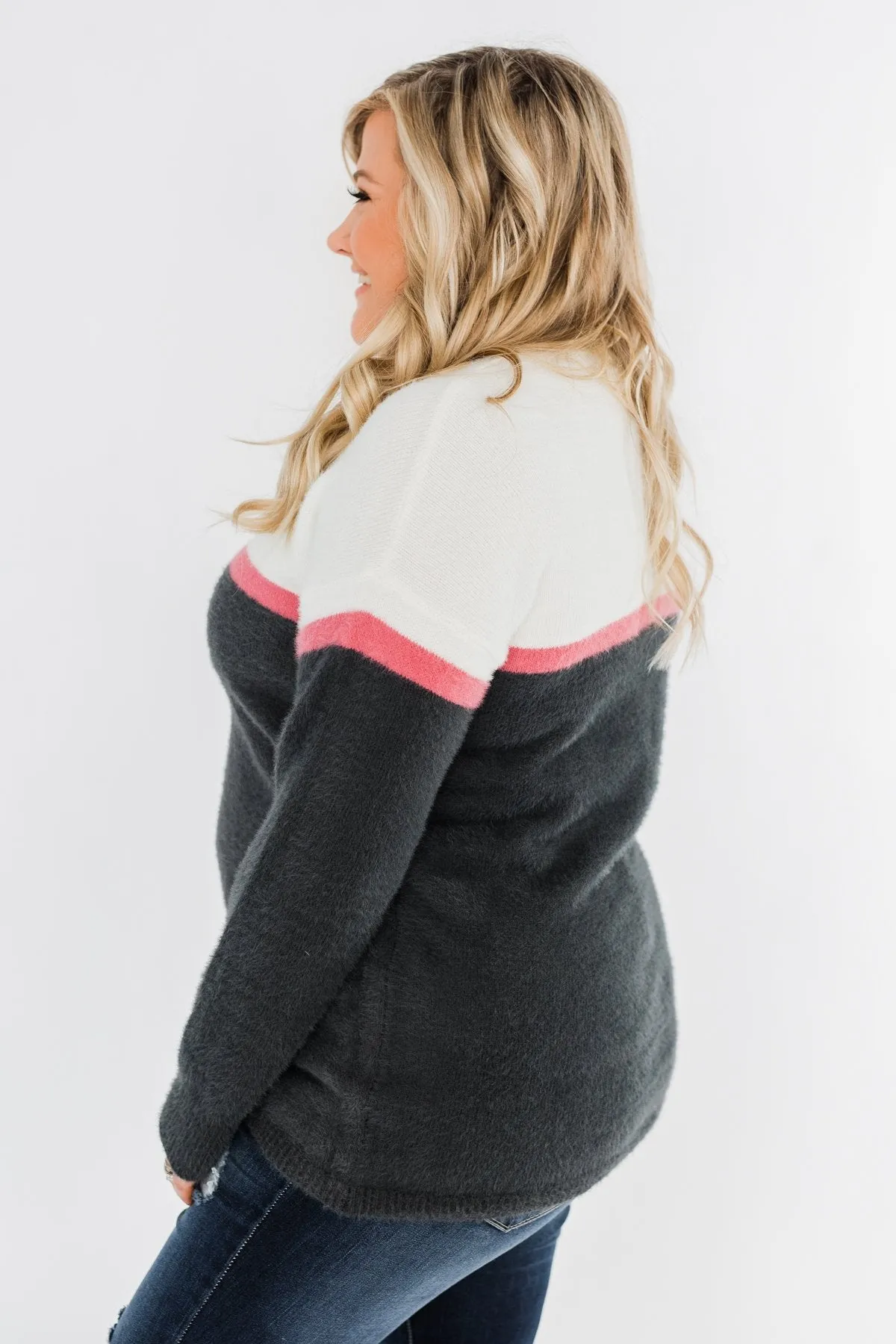Wishing For You Color Block Sweater- Ivory & Charcoal