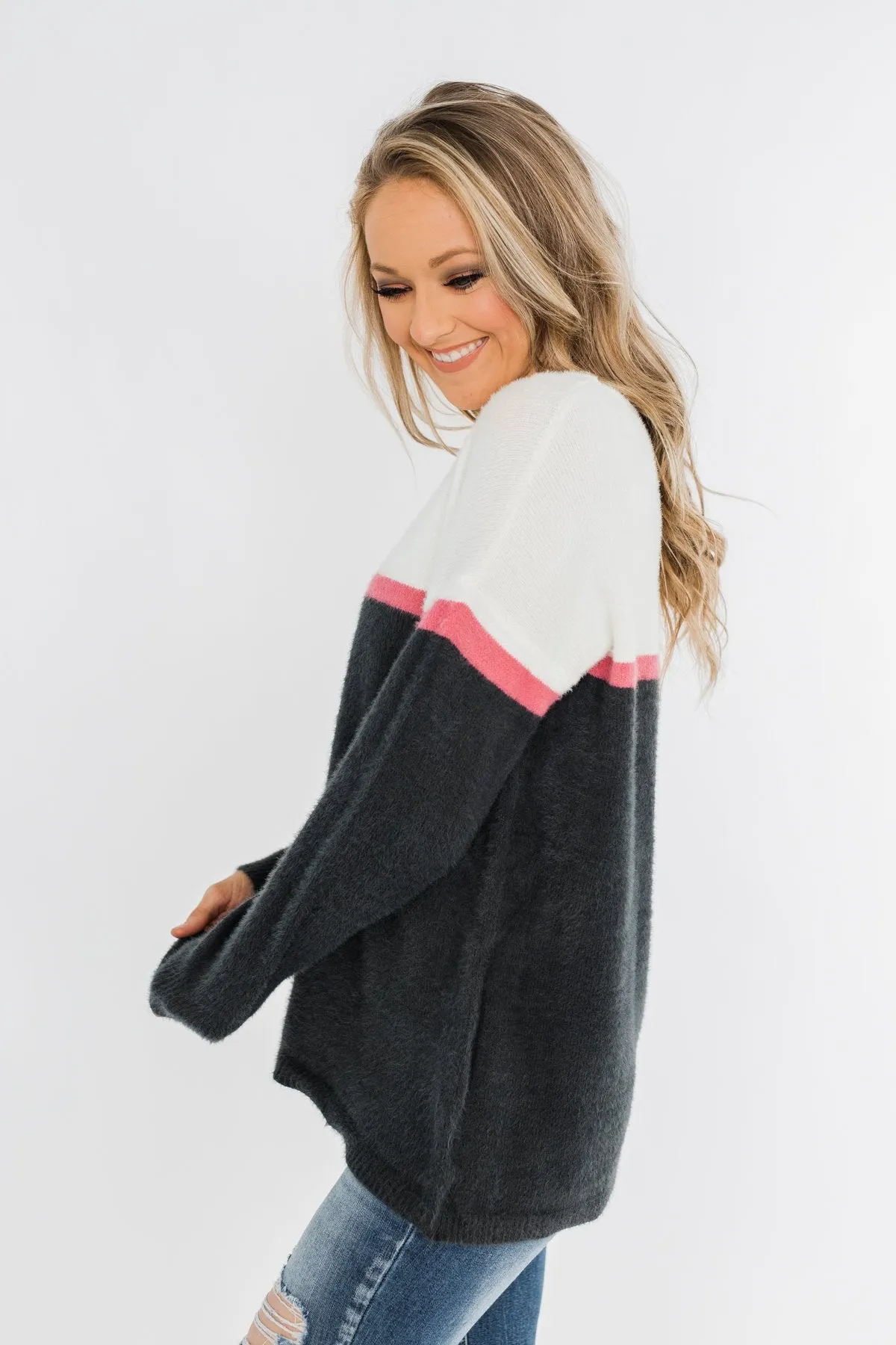 Wishing For You Color Block Sweater- Ivory & Charcoal