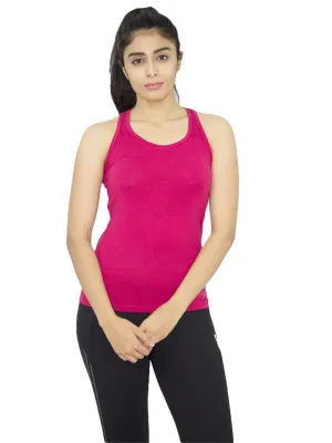 Women Fuchsia Solid Tops & T-Shirts RACER Back STRETCH-FU