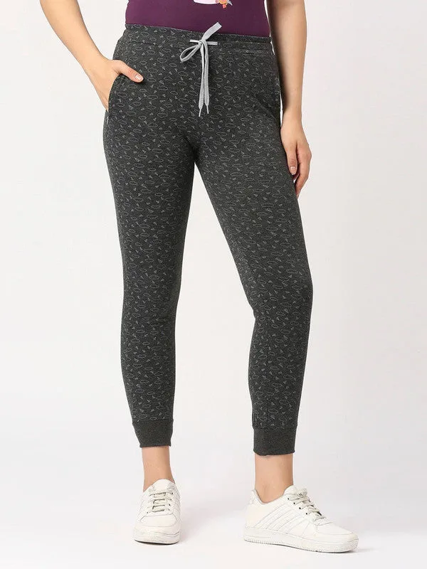 Women Grey Printed Joggers - ZIP TRACK PRINT-CD-RK